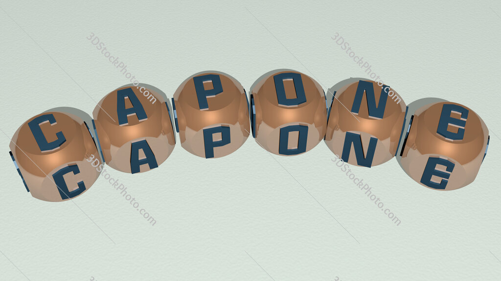 Capone curved text of cubic dice letters