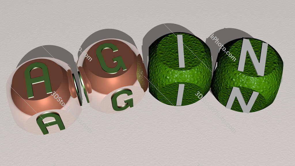 Agin curved text of cubic dice letters