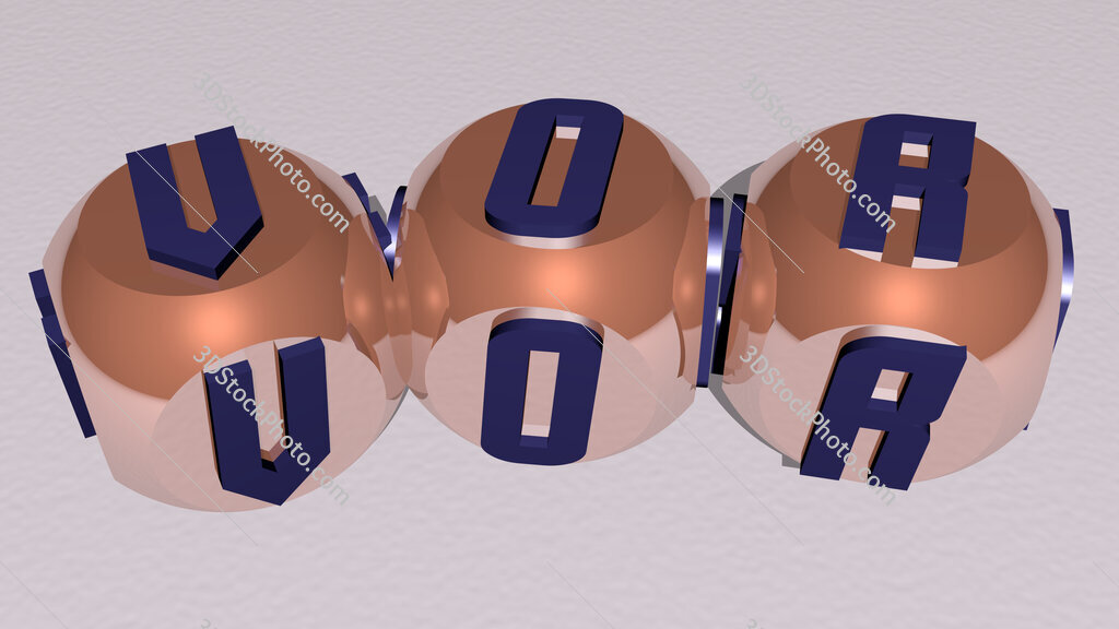 VOR curved text of cubic dice letters