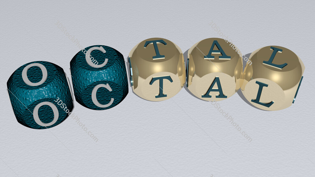 octal curved text of cubic dice letters