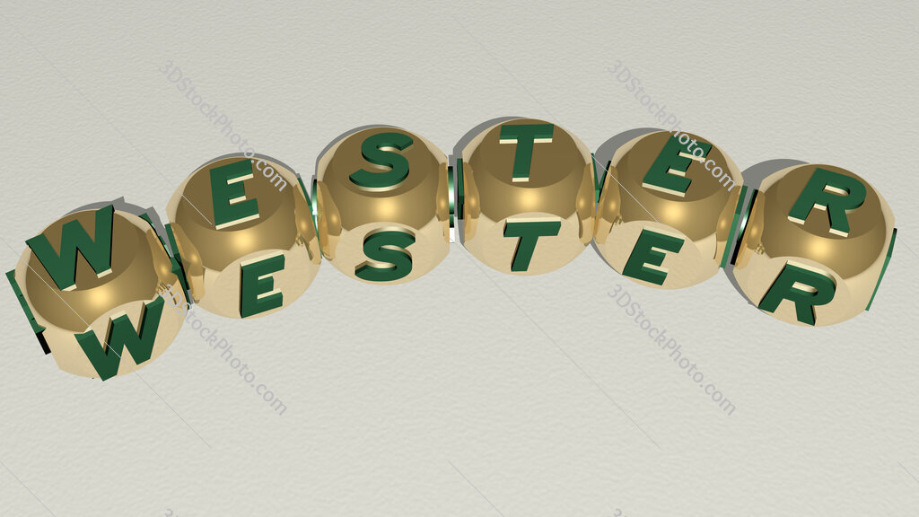 Wester curved text of cubic dice letters