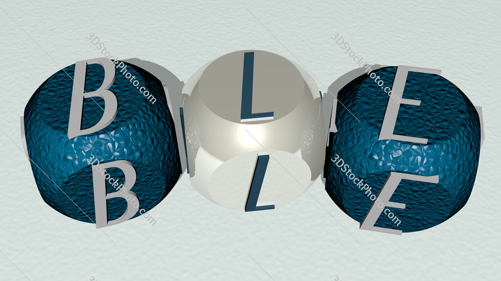 BLE curved text of cubic dice letters