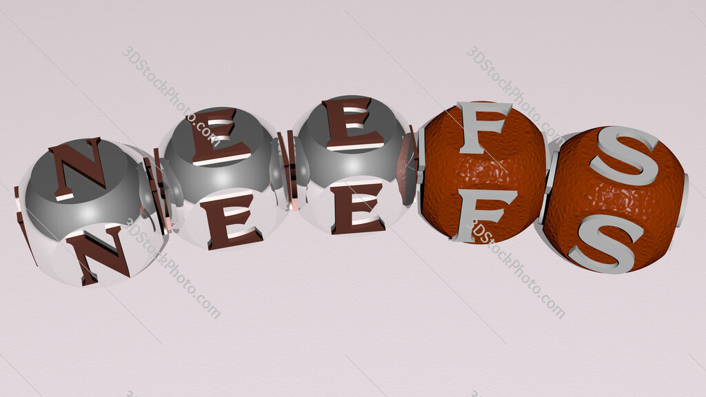 Neefs curved text of cubic dice letters