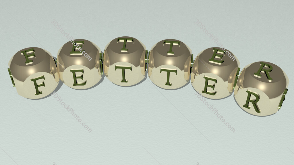 Fetter curved text of cubic dice letters