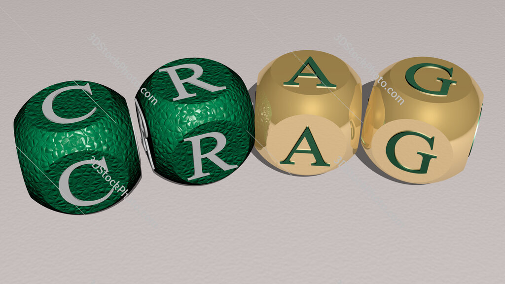 Crag curved text of cubic dice letters