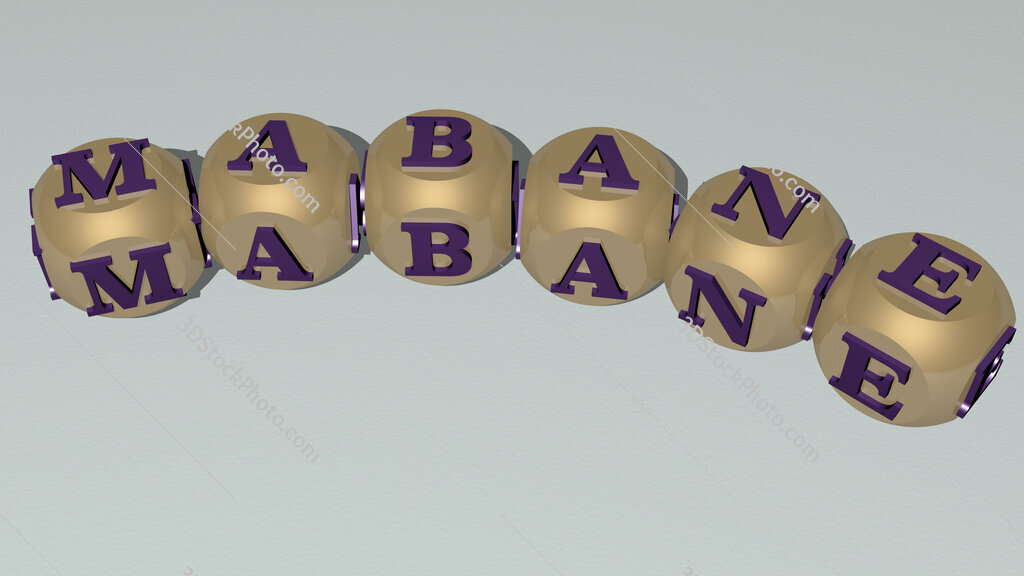 Mabane curved text of cubic dice letters