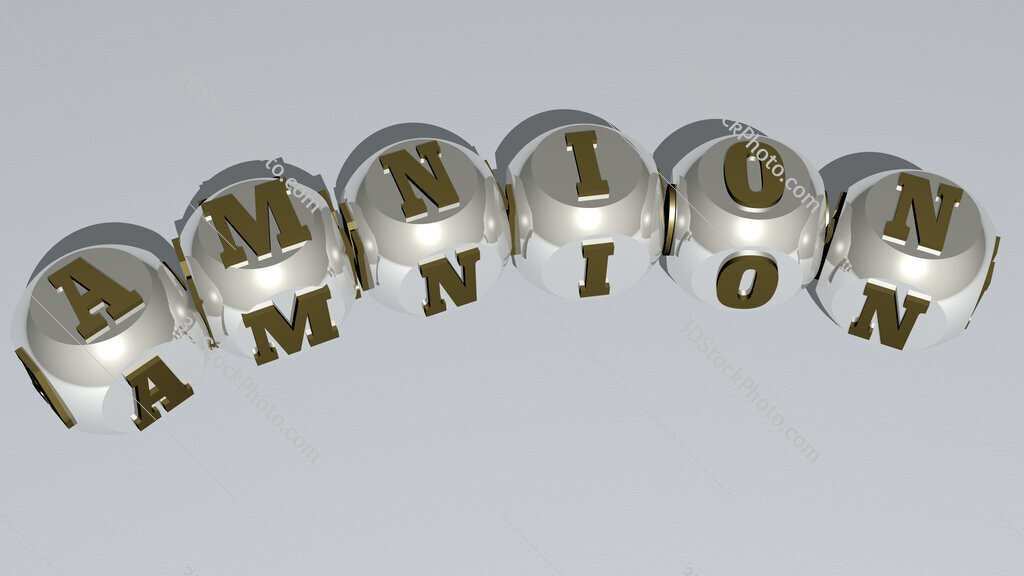 amnion curved text of cubic dice letters