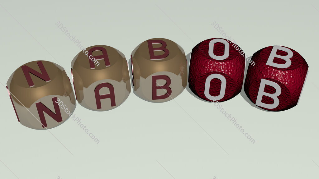 Nabob curved text of cubic dice letters