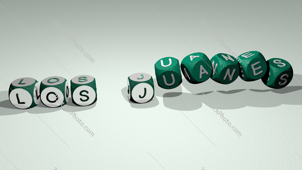 Los Juanes text by dancing dice letters