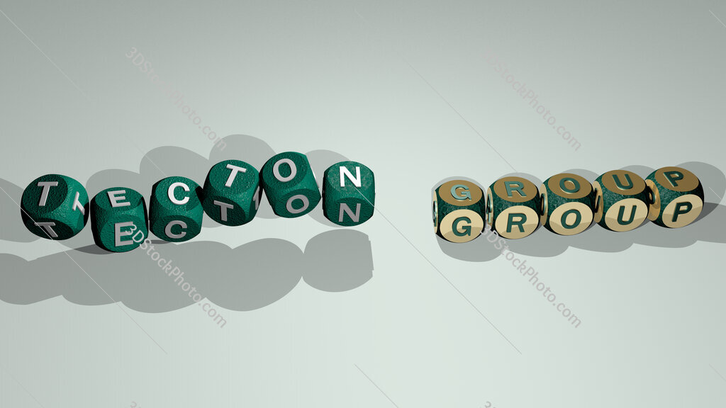 Tecton Group text by dancing dice letters