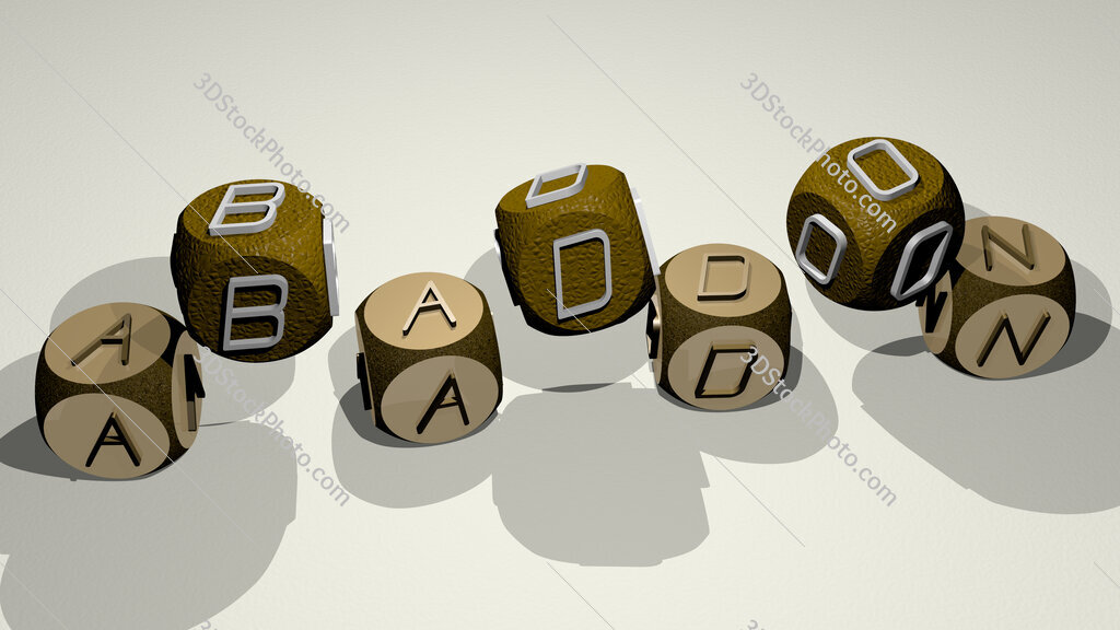 Abaddon text by dancing dice letters