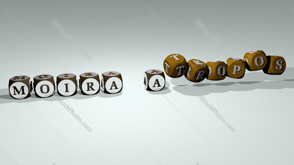 Moira atropos text by dancing dice letters
