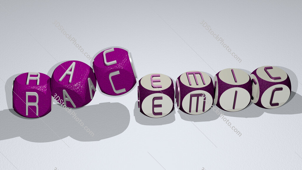 Racemic text by dancing dice letters