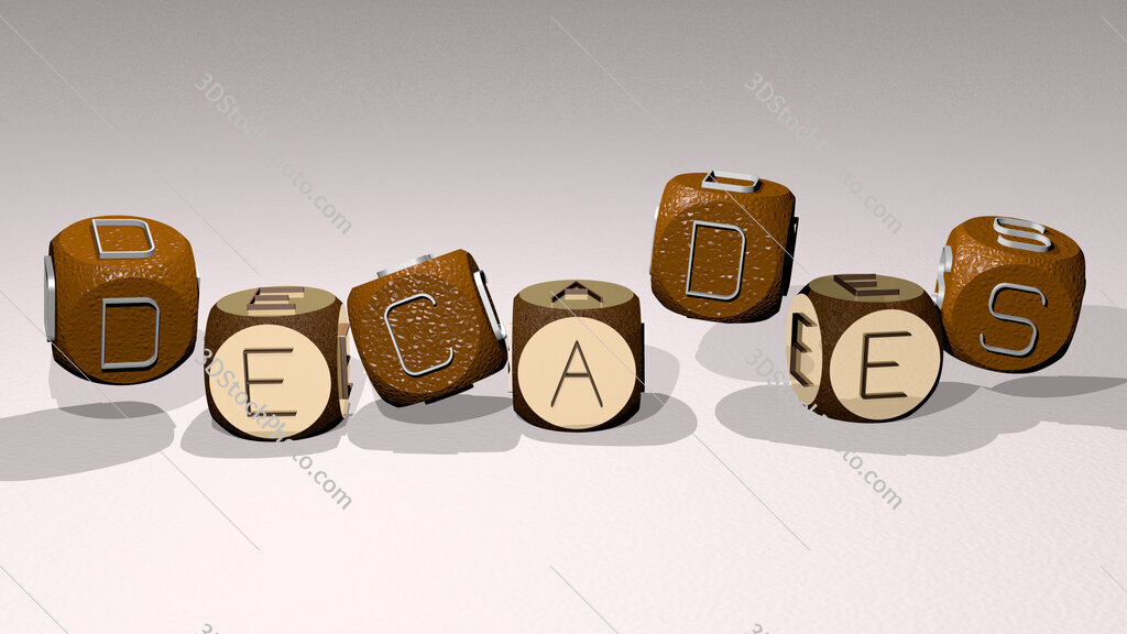 Decades text by dancing dice letters