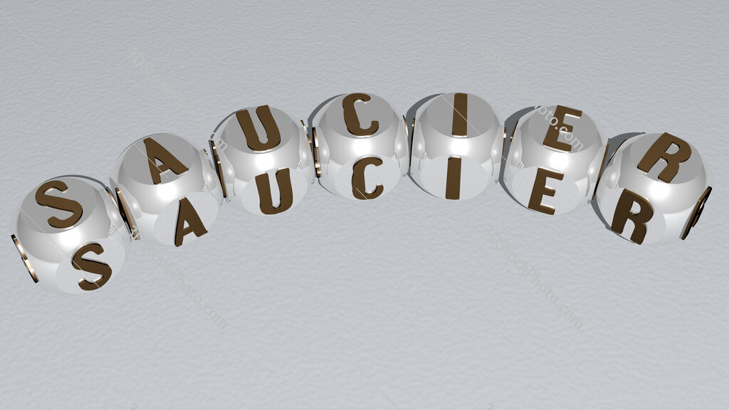 Saucier curved text of cubic dice letters