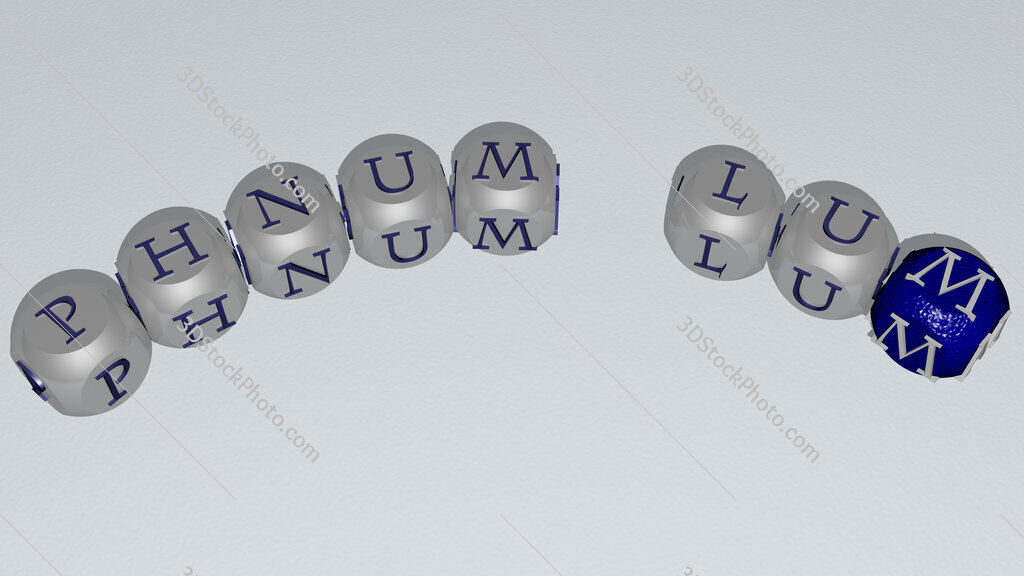 Phnum Lum curved text of cubic dice letters