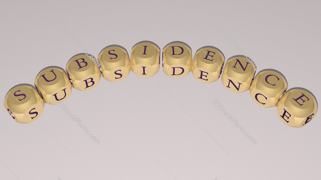 subsidence curved text of cubic dice letters