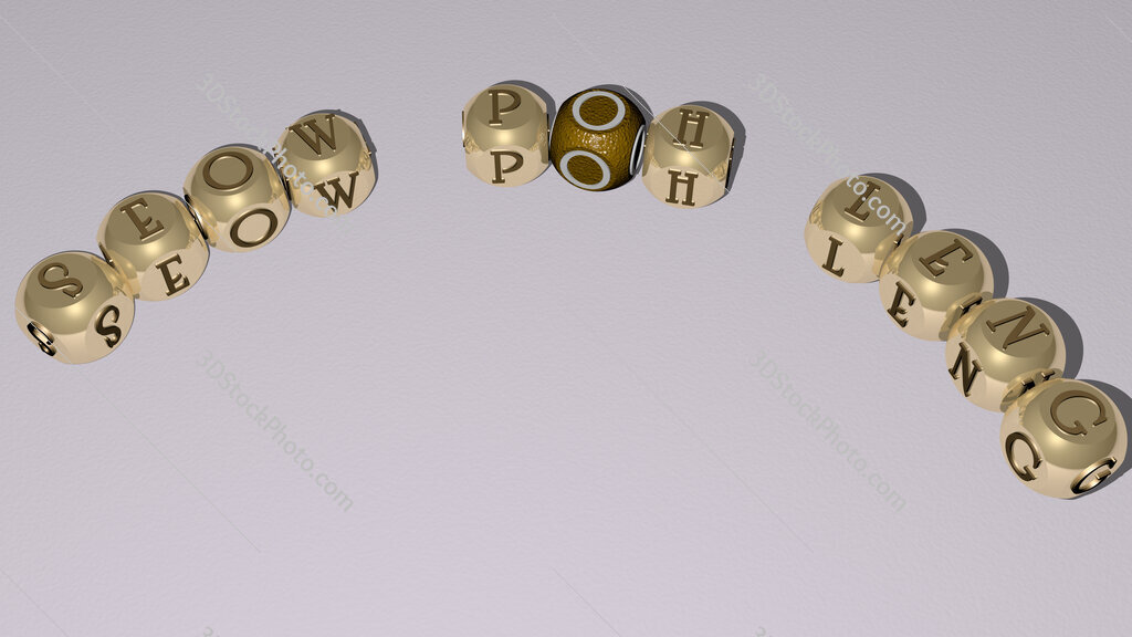 Seow Poh Leng curved text of cubic dice letters