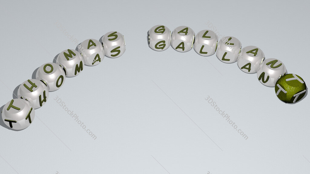 Thomas Gallant curved text of cubic dice letters
