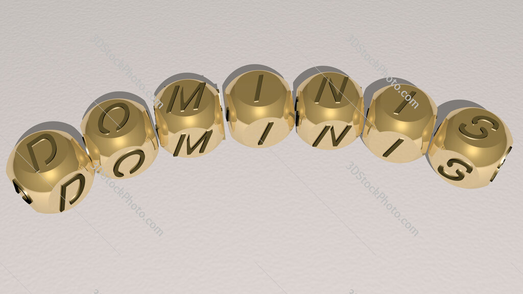 Dominis curved text of cubic dice letters