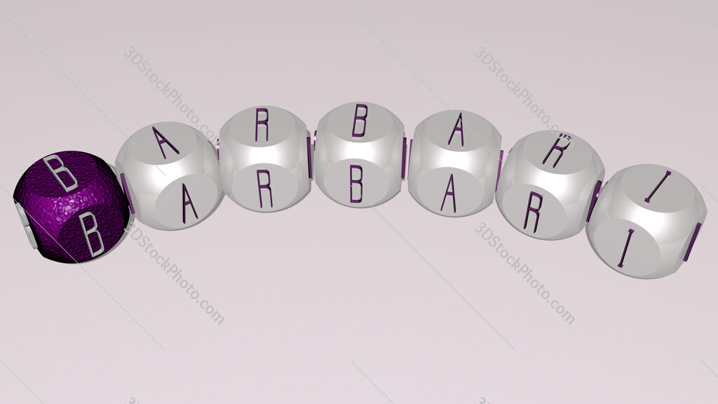 Barbari curved text of cubic dice letters