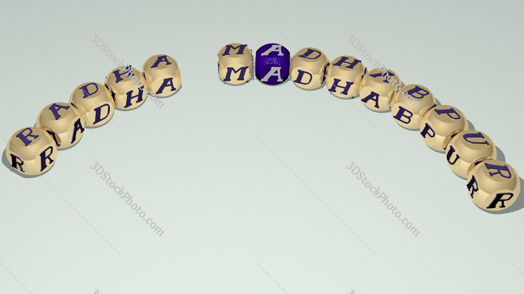 Radha Madhabpur curved text of cubic dice letters