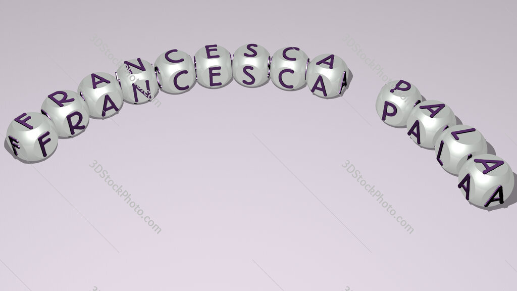 Francesca Pala curved text of cubic dice letters