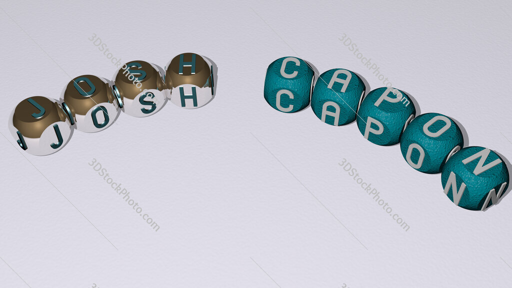 Josh Capon curved text of cubic dice letters