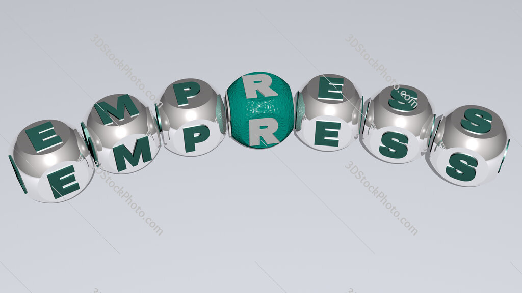 Empress curved text of cubic dice letters