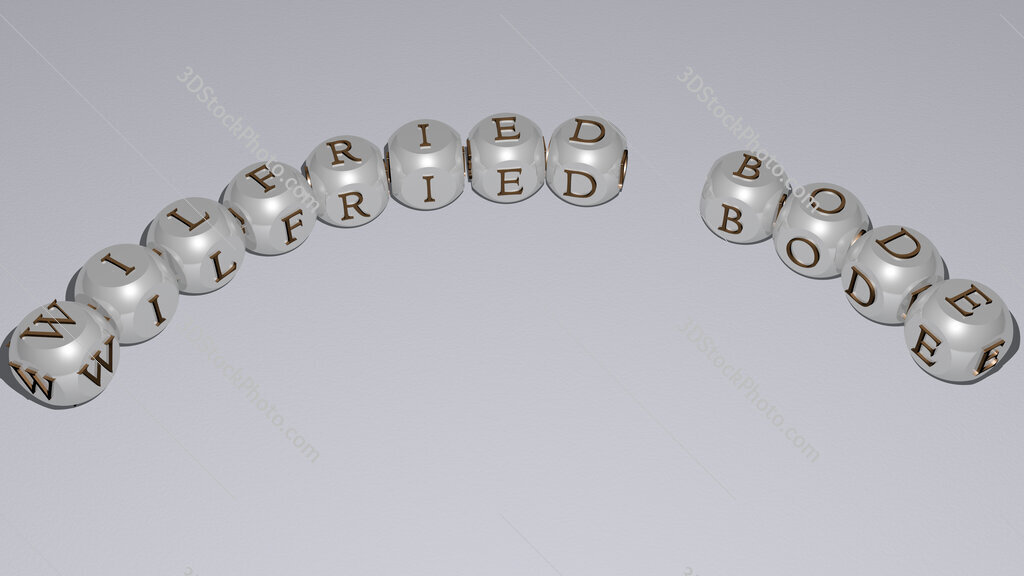 Wilfried Bode curved text of cubic dice letters