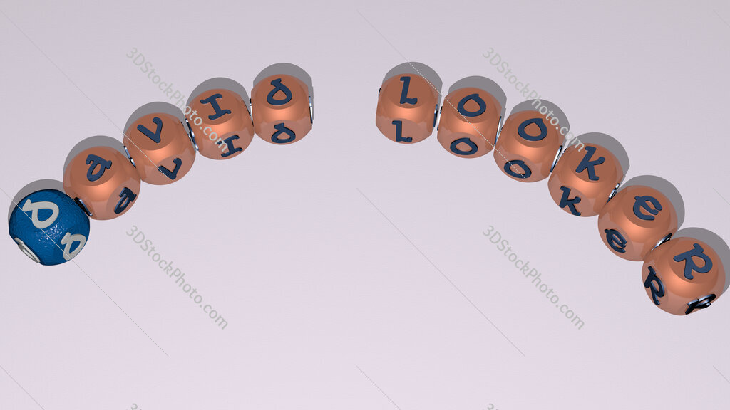 David Looker curved text of cubic dice letters