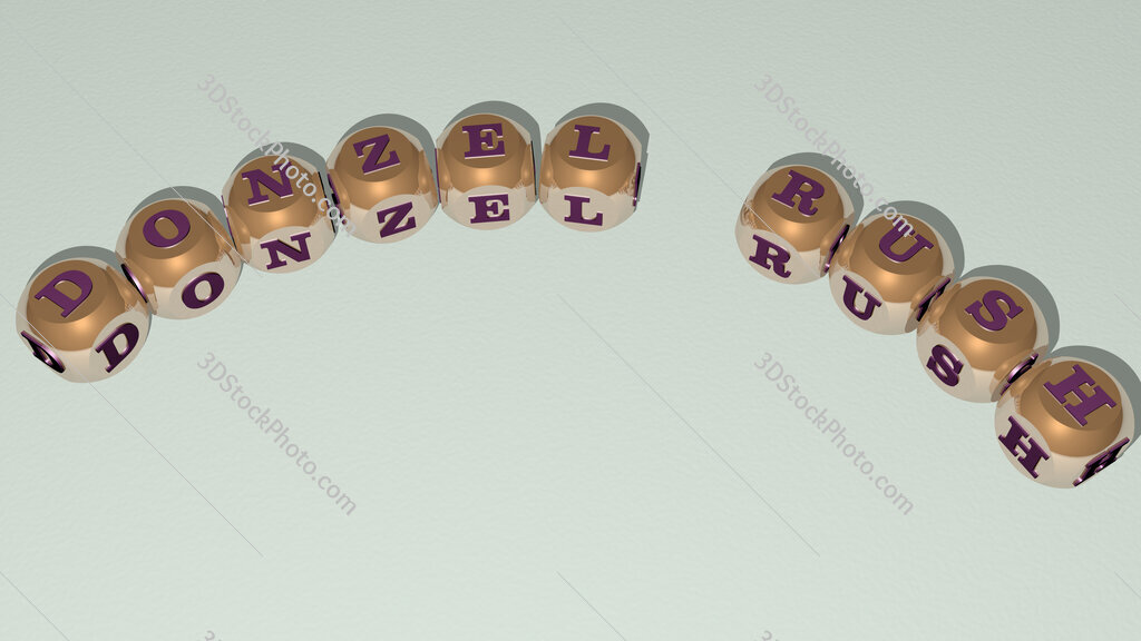 Donzel Rush curved text of cubic dice letters