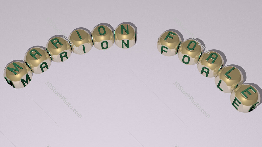 Marion Foale curved text of cubic dice letters