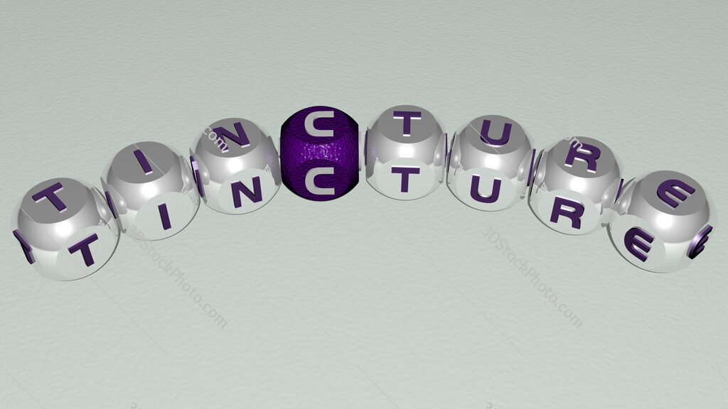 Tincture curved text of cubic dice letters