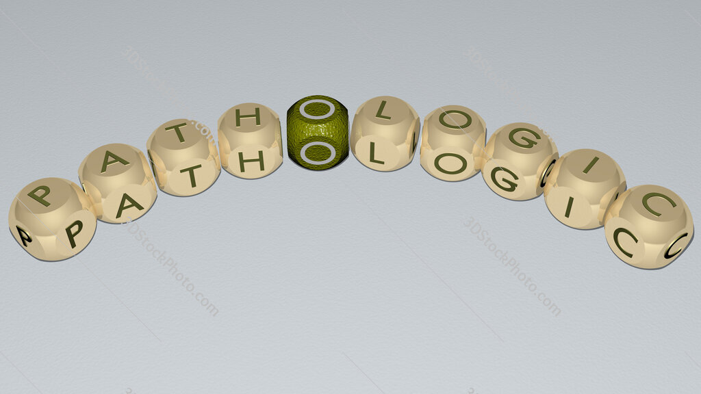 Pathologic curved text of cubic dice letters