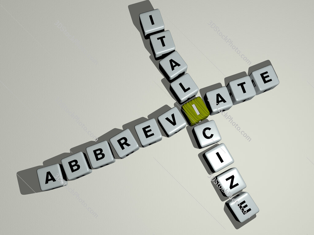abbreviate italicize crossword by cubic dice letters