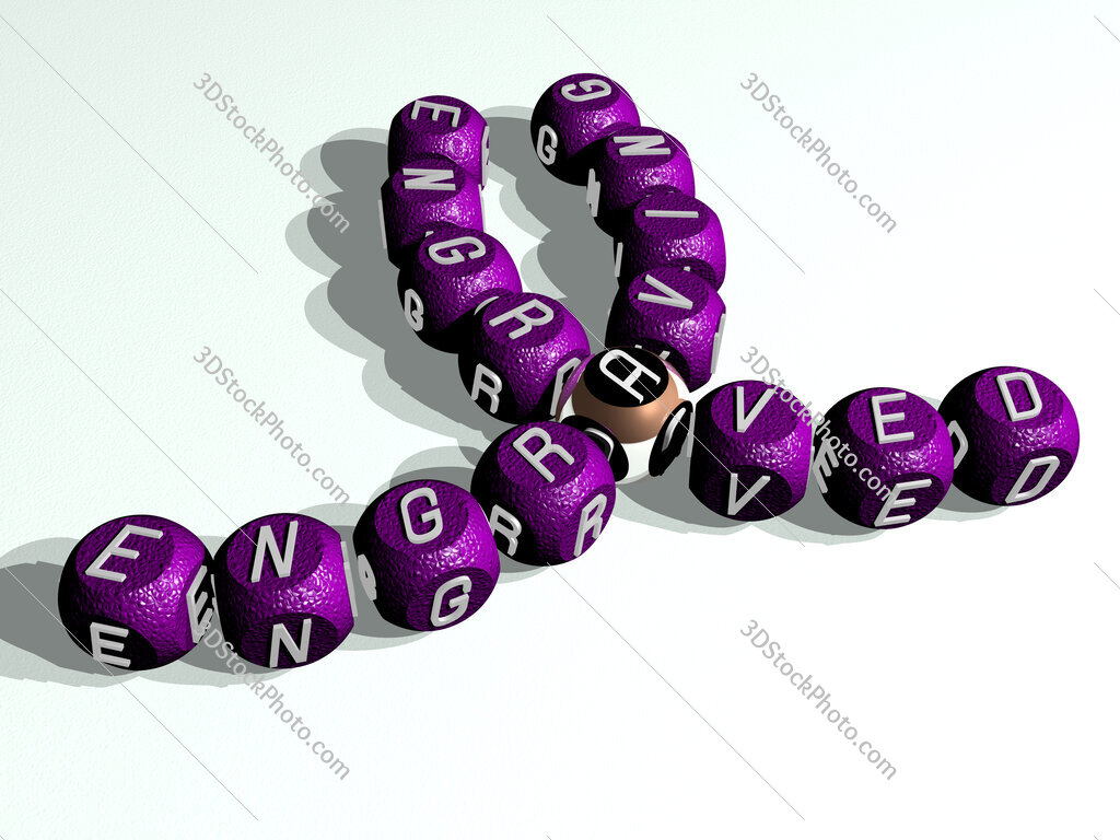 engraving engraved curved crossword of cubic dice letters