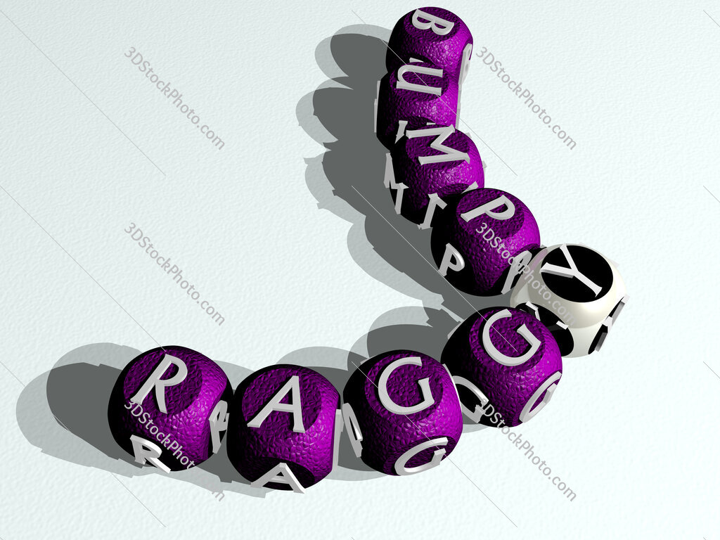 raggy bumpy curved crossword of cubic dice letters