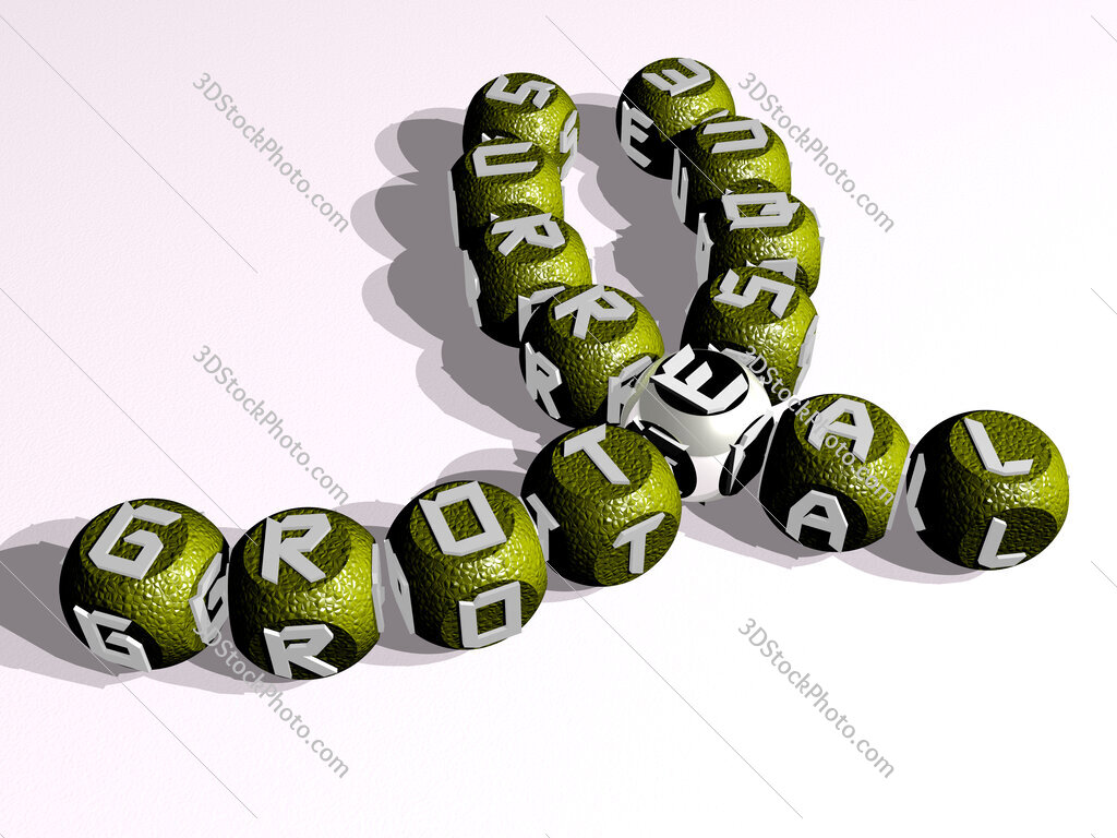 grotesque surreal curved crossword of cubic dice letters