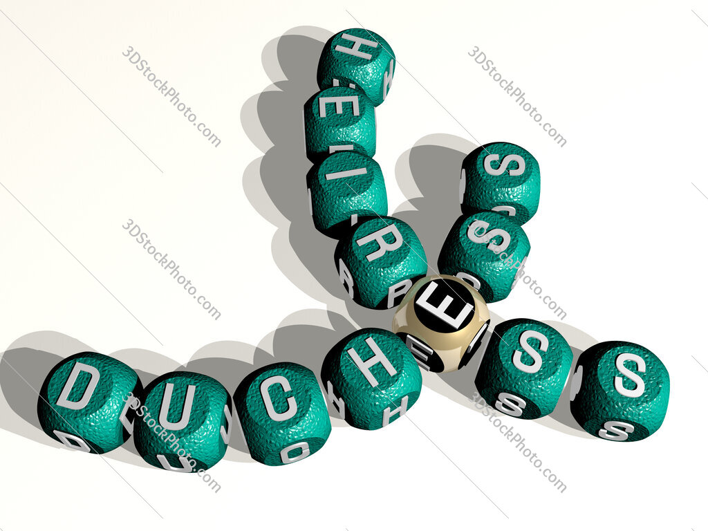 duchess heiress curved crossword of cubic dice letters