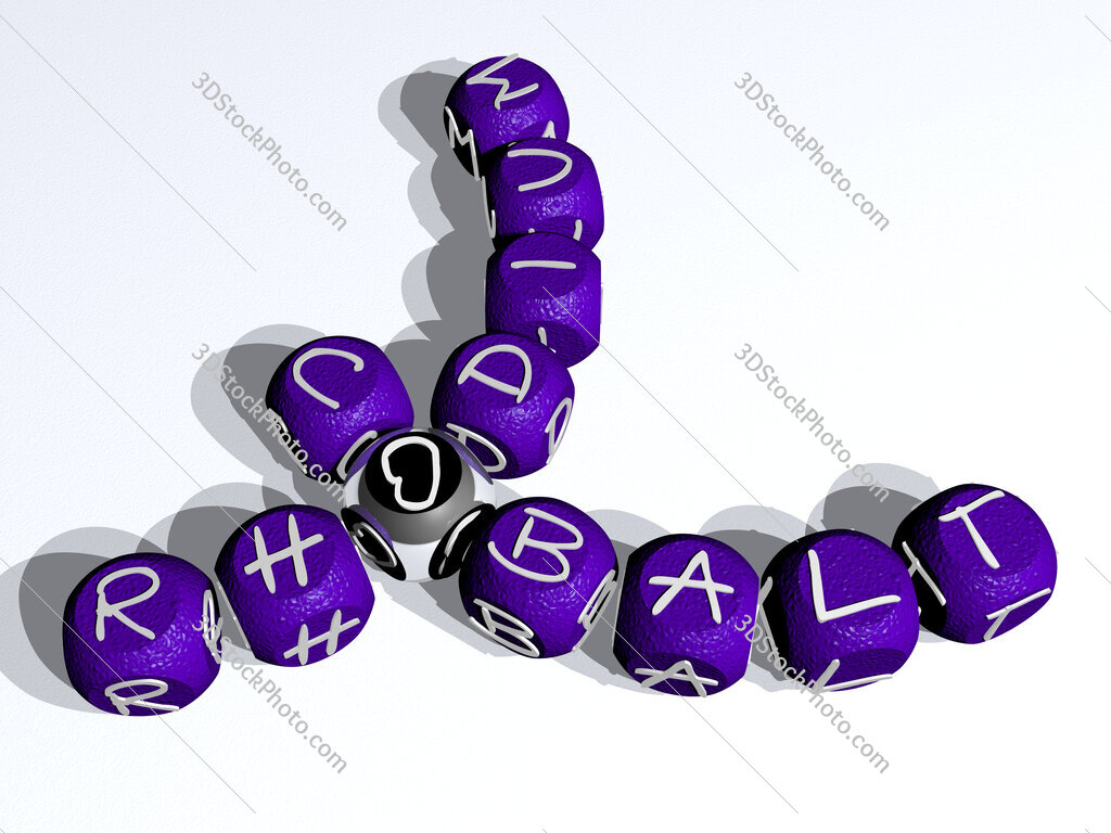 rhodium cobalt curved crossword of cubic dice letters