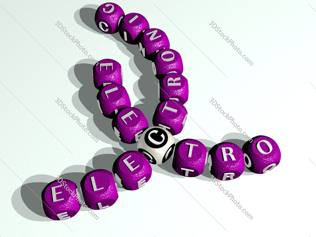 electronic electro curved crossword of cubic dice letters