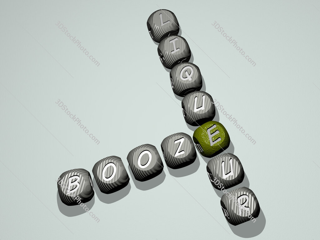 booze liqueur crossword of dice letters in color