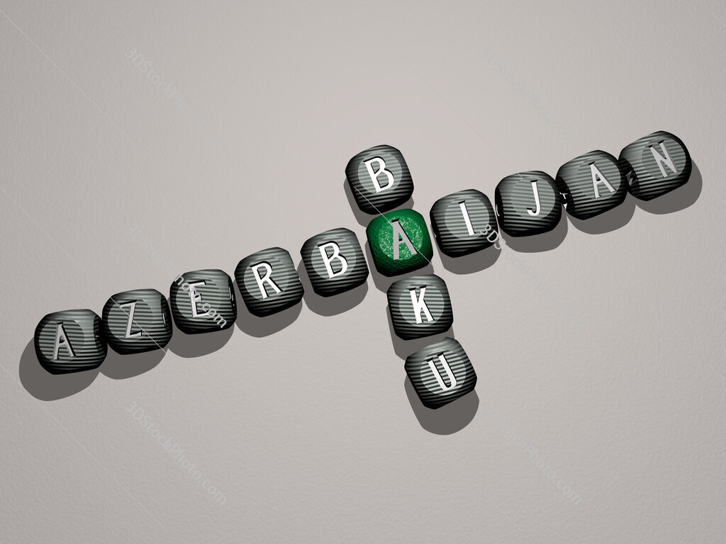 azerbaijan baku crossword of dice letters in color
