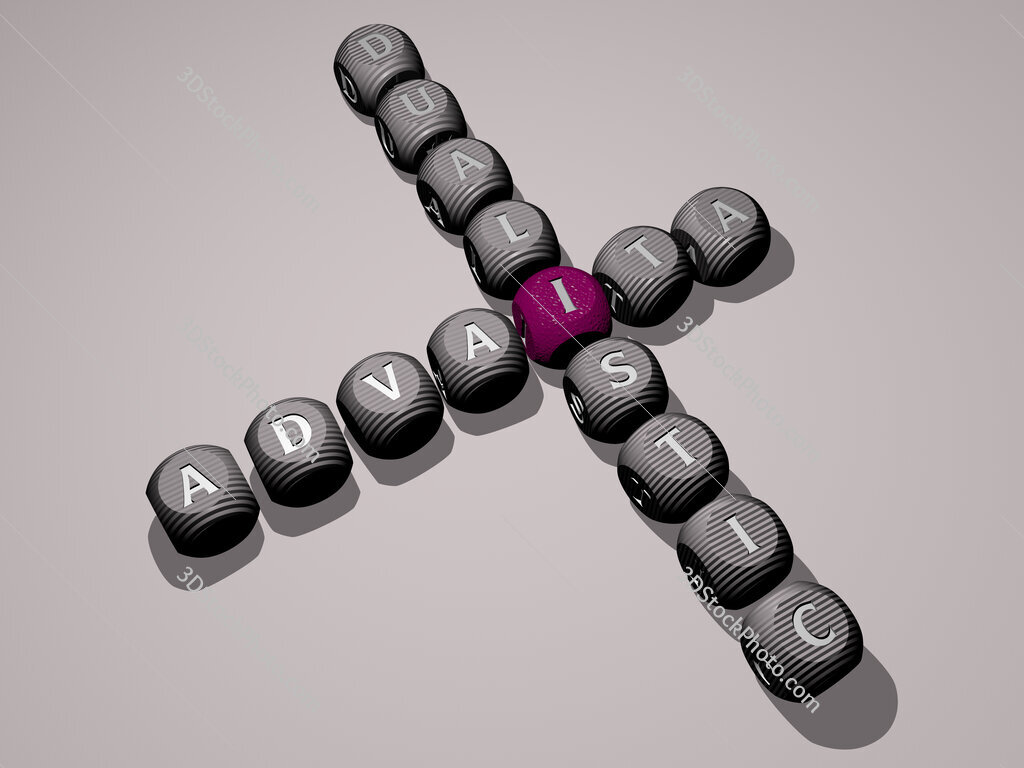 advaita dualistic crossword of dice letters in color