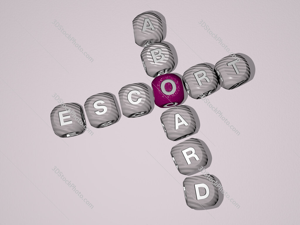 escort aboard crossword of dice letters in color