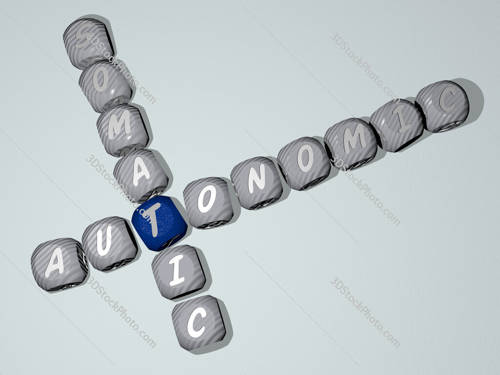 autonomic somatic crossword of dice letters in color