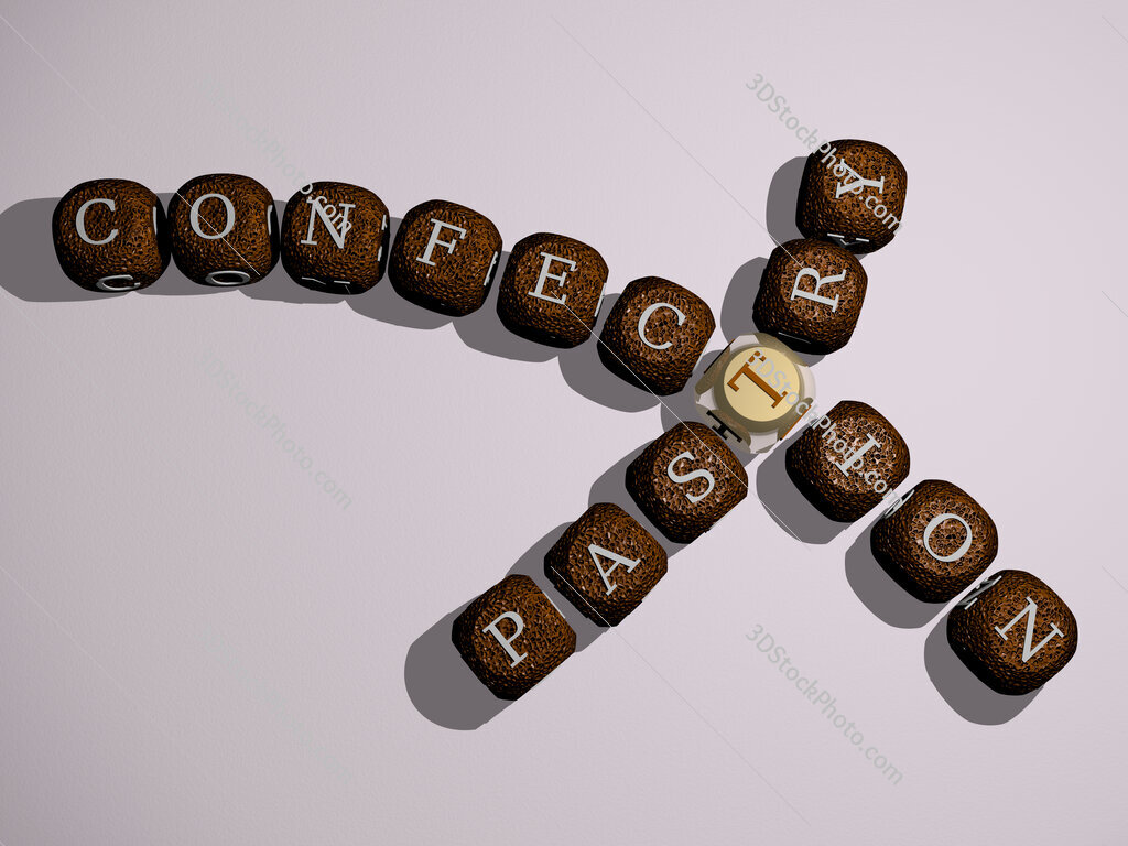pastry confection crossword of curved text made of individual letters