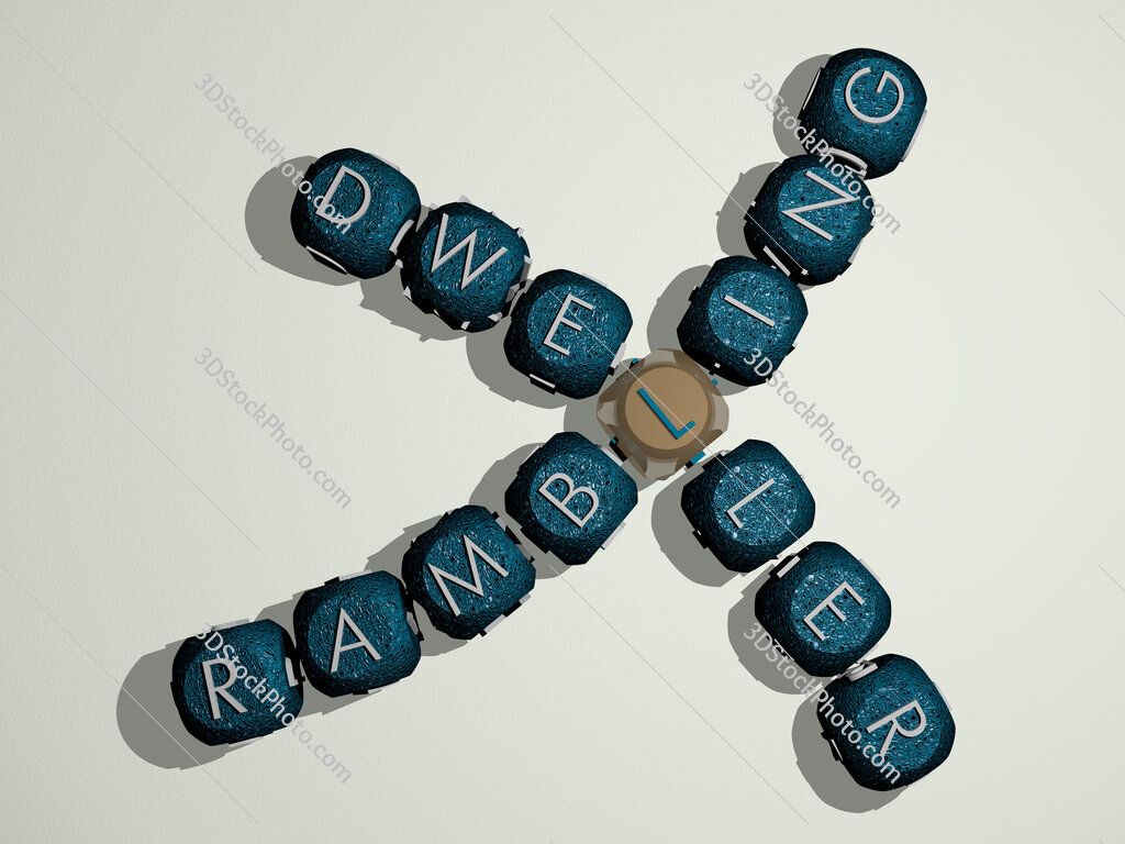 rambling dweller crossword of curved text made of individual letters