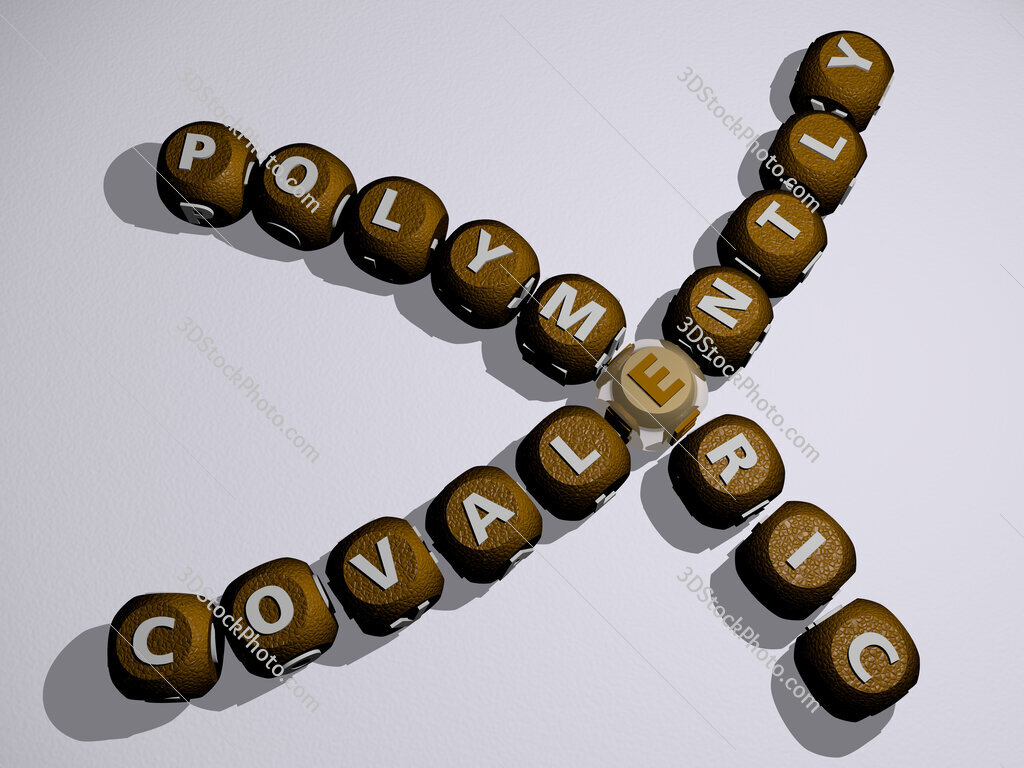 covalently polymeric crossword of curved text made of individual letters